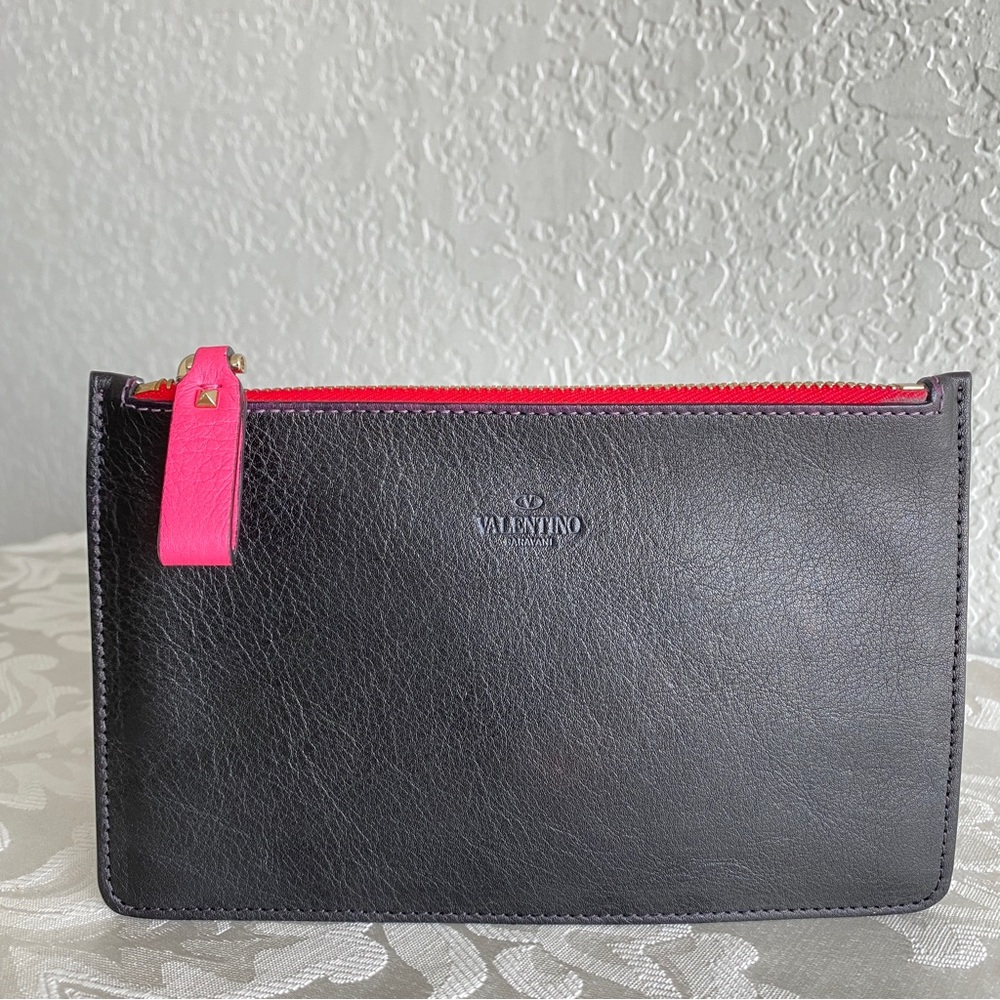 Valentino black leather clutch